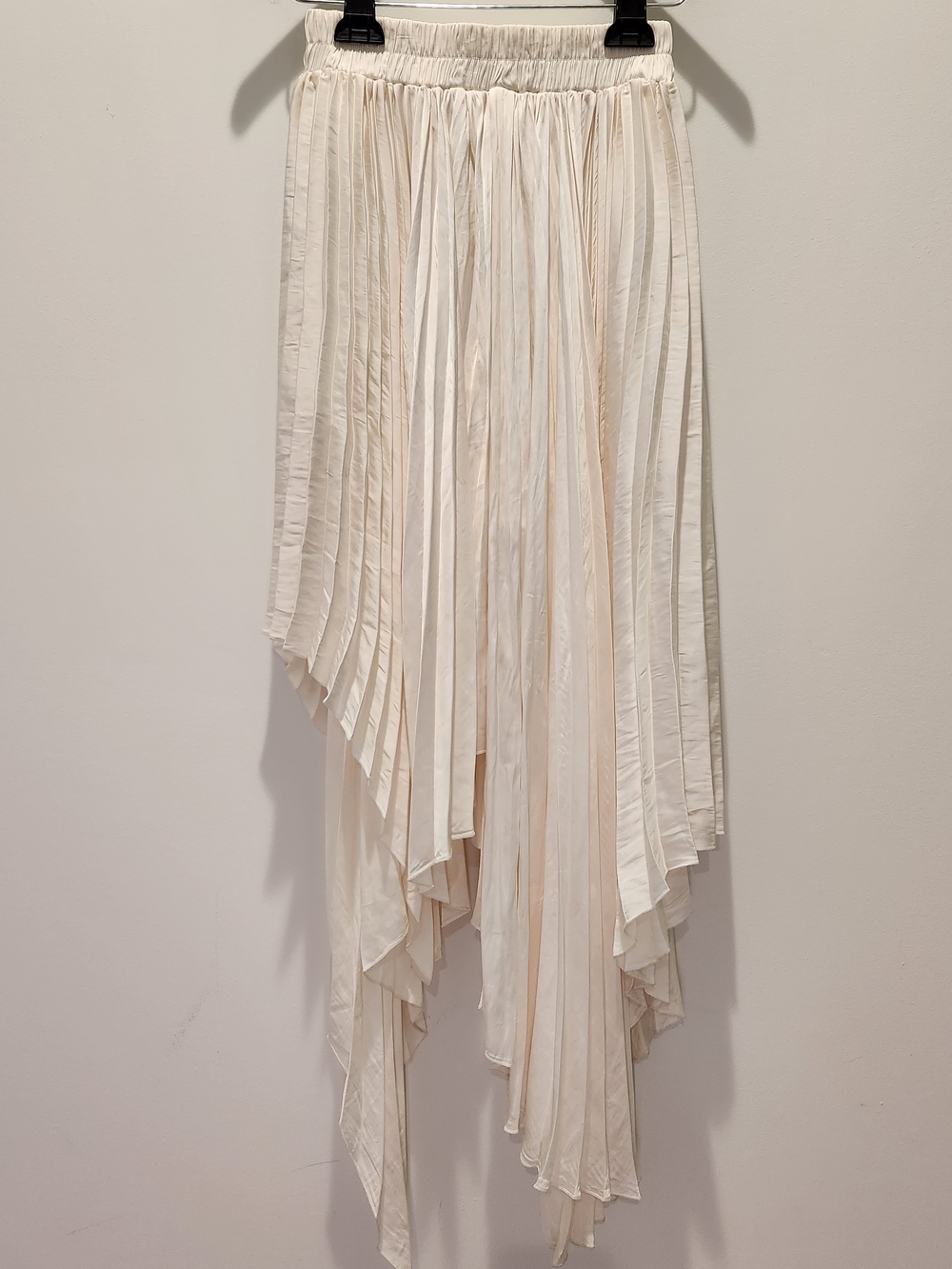 Alice McCall Ivory Asymmetrical Pleated Skirt Poly Satin Romantic Fairycore
